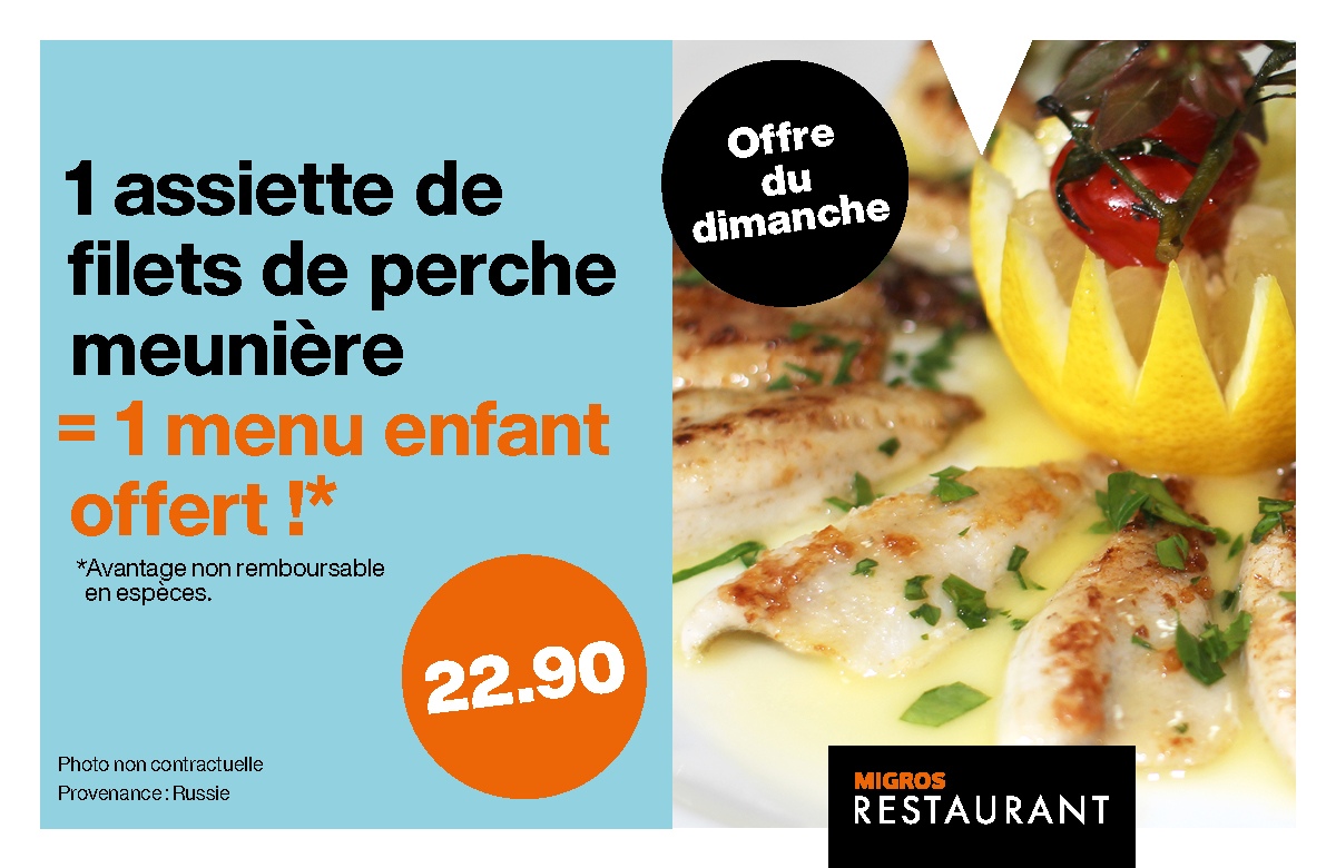 Offre valable uniquement les dimanches du 2 au 30 novembre au restaurant Migros à Morat