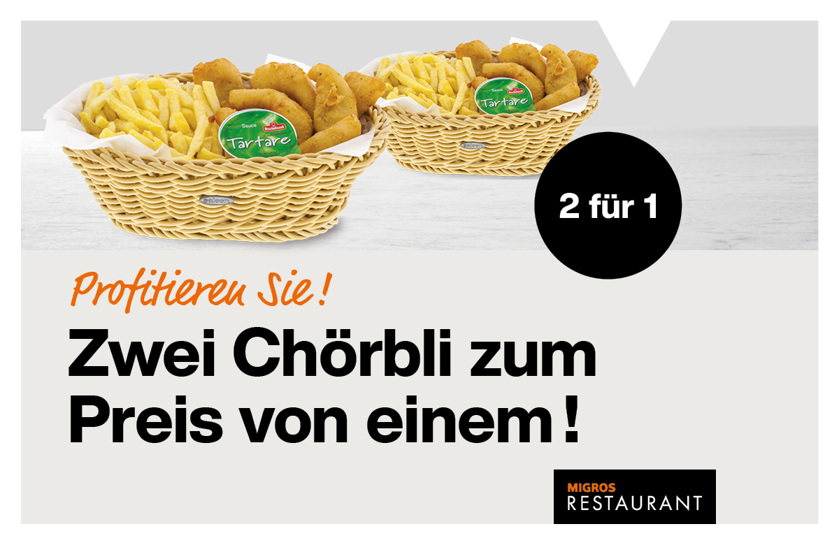 Angebot nur jeden Sonntag gültig vom 6. April bis 25. Mai im Migros Restaurant Murten