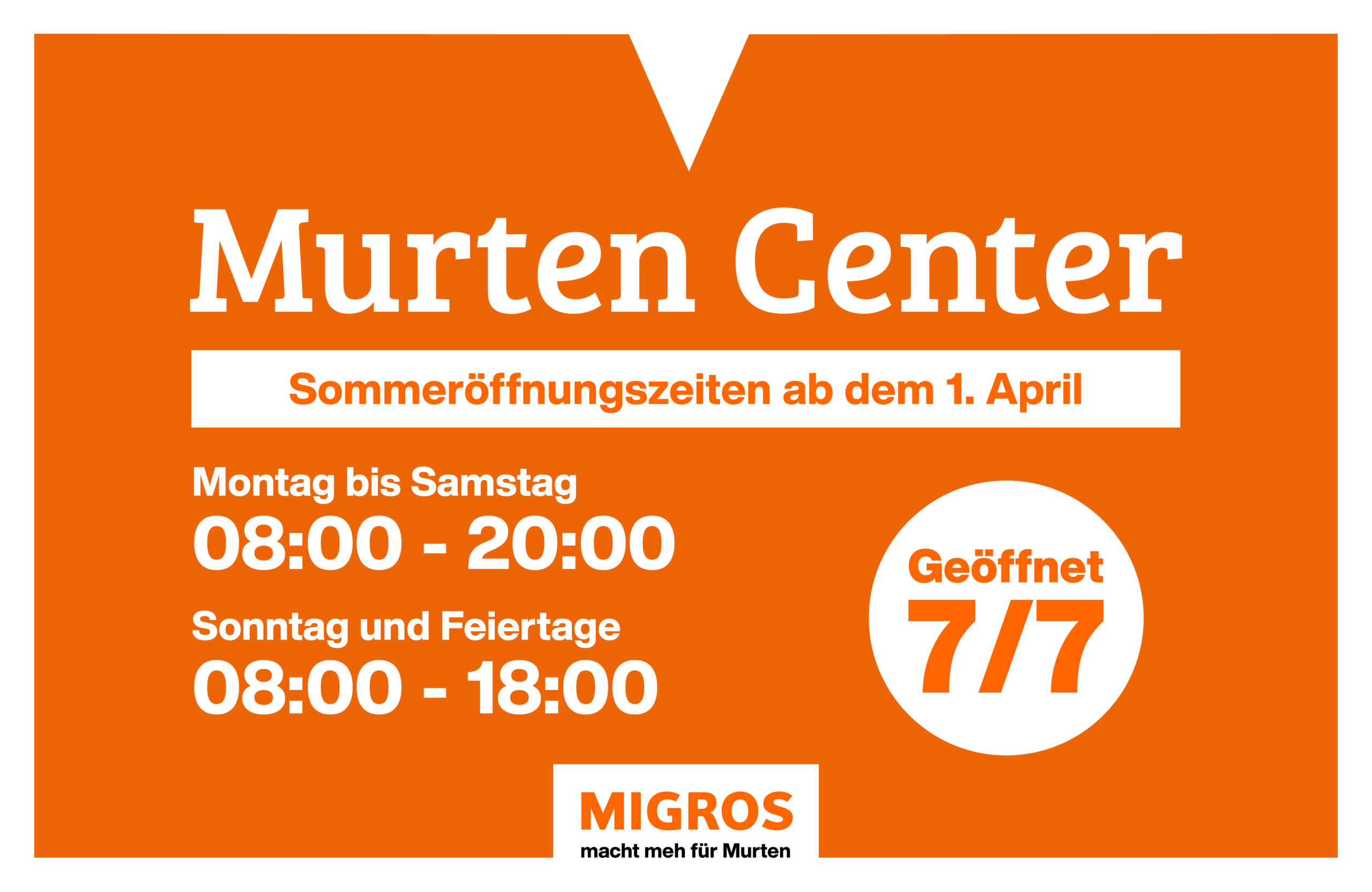 Öffnungszeiten ab dem 1. April 2026